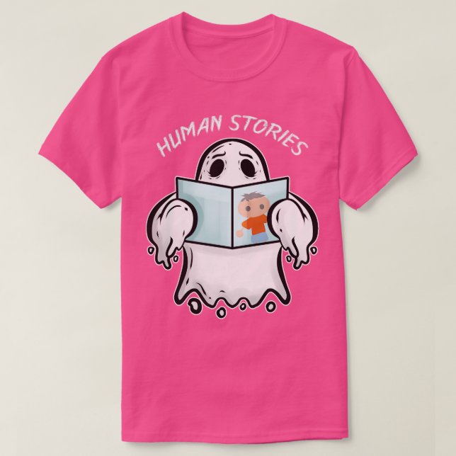 Camiseta Ghost Leading Book Sobre Histórias Humanas No Dia  (Frente do Design)