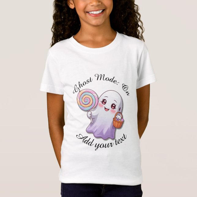 Camiseta Ghost Mode: On – Girls Halloween T-Shirt (Frente)