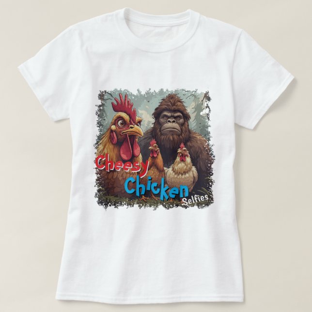 Camiseta "Ghost Photobomb" Bigfoot & Cheesy Chickens Tee (Frente do Design)