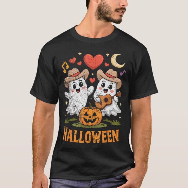 Camiseta Ghost Playing Guitar For Halloween Lovers  (Frente)