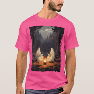 Camiseta Ghost Reading Book Camping Campfire Halloween Spot