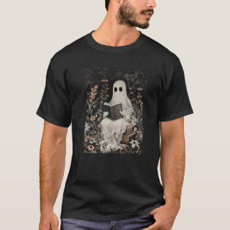 Camiseta Ghost Reading Book Forest Floral Gotheen Halloween