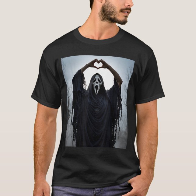 Camiseta Ghost Red Heart Hands Y Face Halloween Valentines  (Frente)