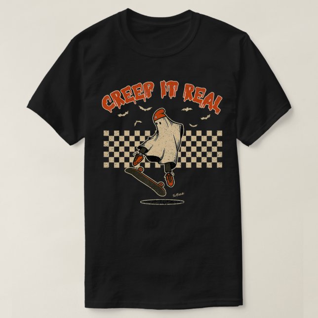 Camiseta Ghost Retro Halloween De Skate Real (Frente do Design)