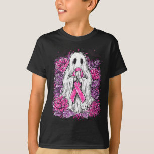 Camiseta Ghost Ribbon Breve Cancer Sensibilização Halloween