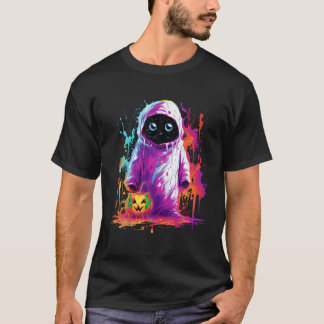 Camiseta Ghost Scareen Black Cat Pumpkin T Shirt
