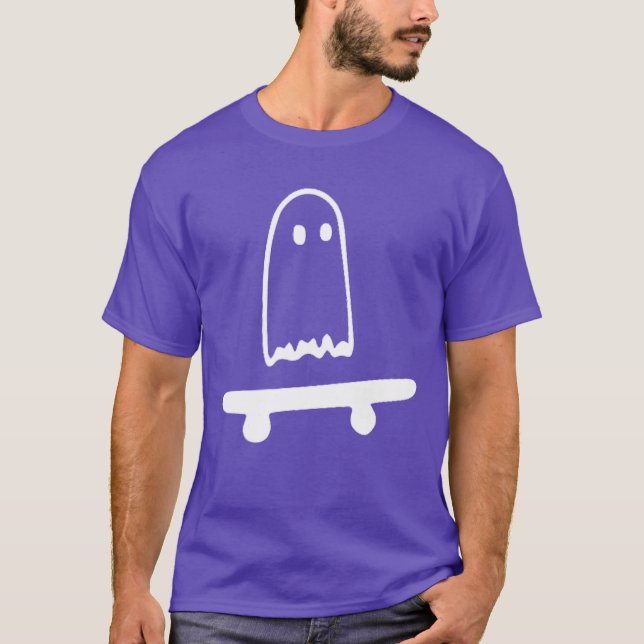 Camiseta Ghost Skateboard Lazy Halloween Costume Funny Skat (Frente)