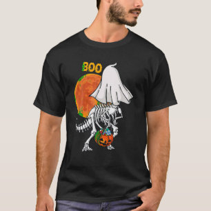 Camiseta Ghost Skeleton Dinossaur Engraçado Boo Halloween B
