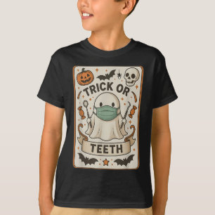 Camiseta Ghost Trick Ou Teeth Dental Tarot Card Halloween D