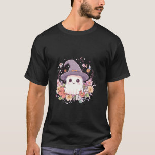 Camiseta Ghost Whitch Hat Halloween Pumpkin Spooky Floral C