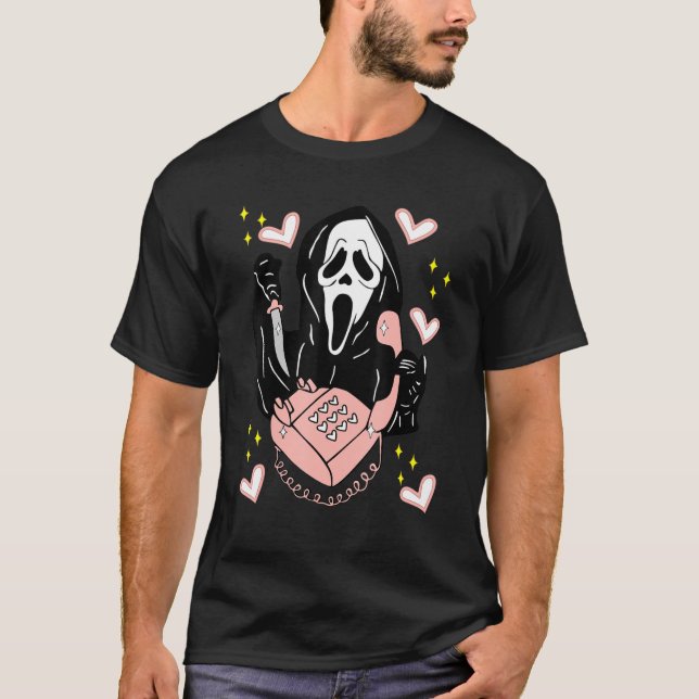 Camiseta Ghostface Calling Halloween Funny And Scream You H (Frente)