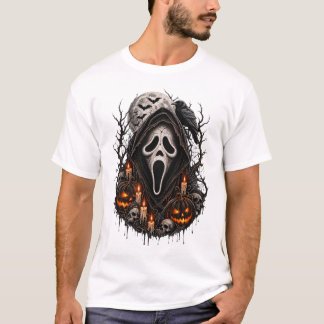 Camiseta Ghostface Halloween, Caveira Rosa Gótica Terror Y2