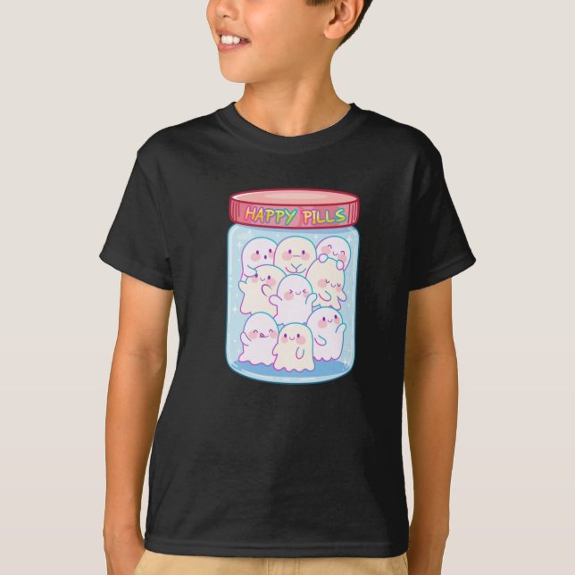 Camiseta Ghosts Happy Pills Sticker (Frente)