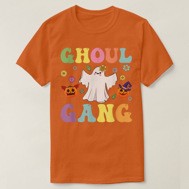 Camiseta Ghoul Gang Groovy Ei Boo Pumpkin Boo Crew Hallowe (Frente do Design)