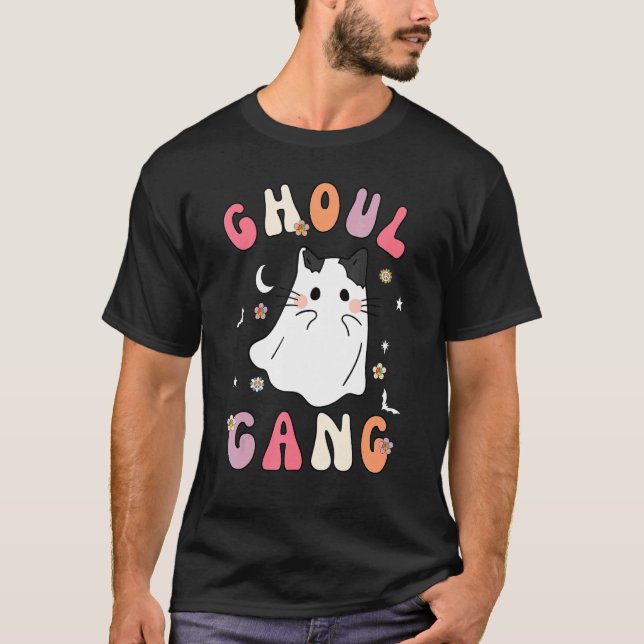Camiseta Ghoul Gang Groovy Hey Boo Pumpkin  Cat Boo Crew (Frente)