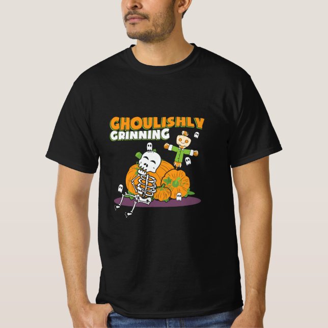 Camiseta Ghoul Halloween Ghoul, Ghouly Grinning (Frente)