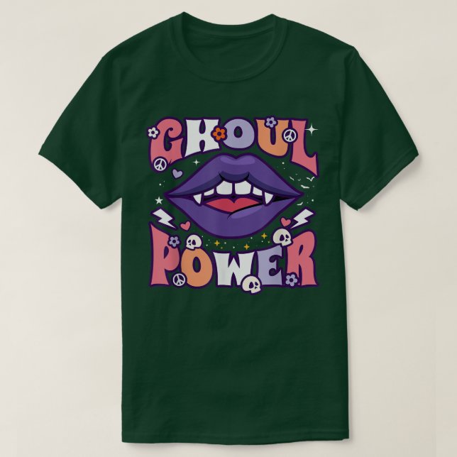 Camiseta Ghoul Power Funny Halloween Vibes Retro Groovy Vam (Frente do Design)