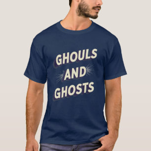 Camiseta Ghouls e Fantasmas - Tipografia Neon Horror Inclin