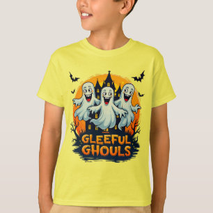 Camiseta Ghouls Gleeful   Diversão do Halloween Ghost Traba