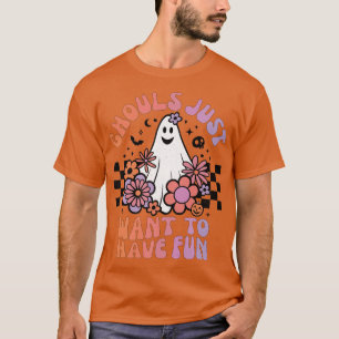 Camiseta Ghouls Só Quer Divertir Mulheres Garotas Floral Gh