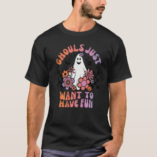 Camiseta Ghouls Só Quer Divertir Mulheres Garotas Floral Gh