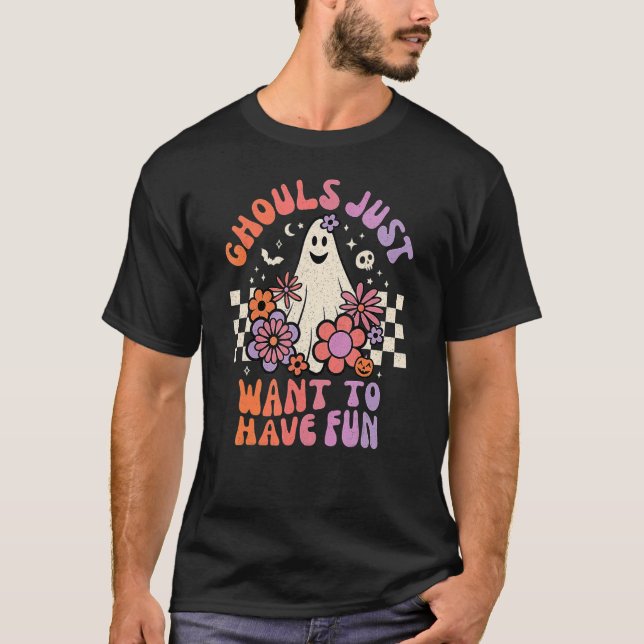 Camiseta Ghouls Só Quer Divertir Mulheres Garotas Floral Gh (Frente)