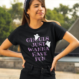 Camiseta Ghouls Só Quer Divertir-Se No Dia Das Bruxas Roxas