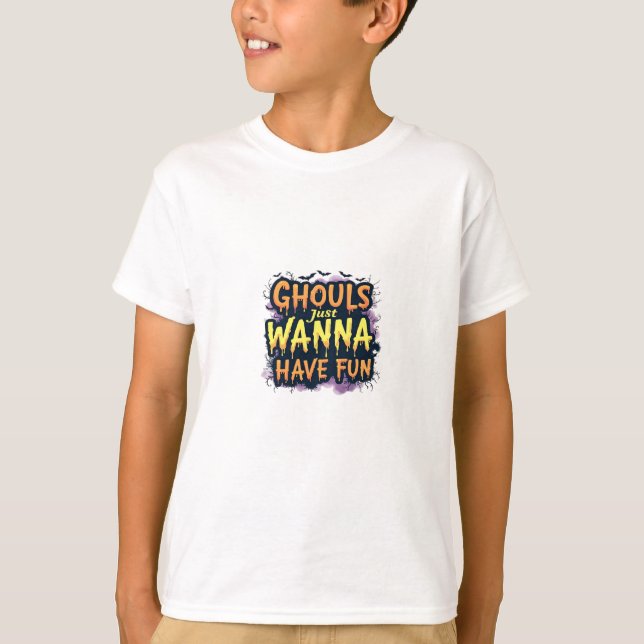 Camiseta Ghouls Só Quer Se Divertir - Design do Dia das Bru (Frente)