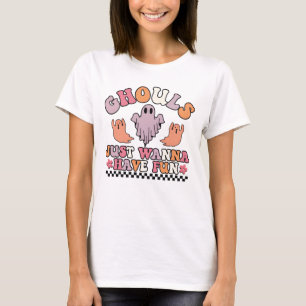 Camiseta Ghouls Só Quer Se Divertir Retro Halloween Ghost