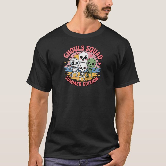 Camiseta Ghouls Squad Cute Summer Monsters Kawaii Halloween (Frente)