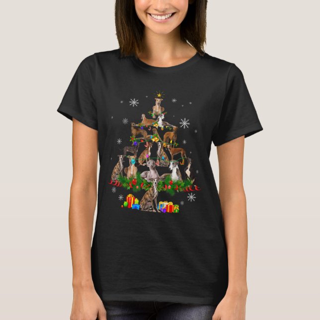 Camiseta Ghound Christmas Tree Lights Funny Dog Xmas Gif  (Frente)