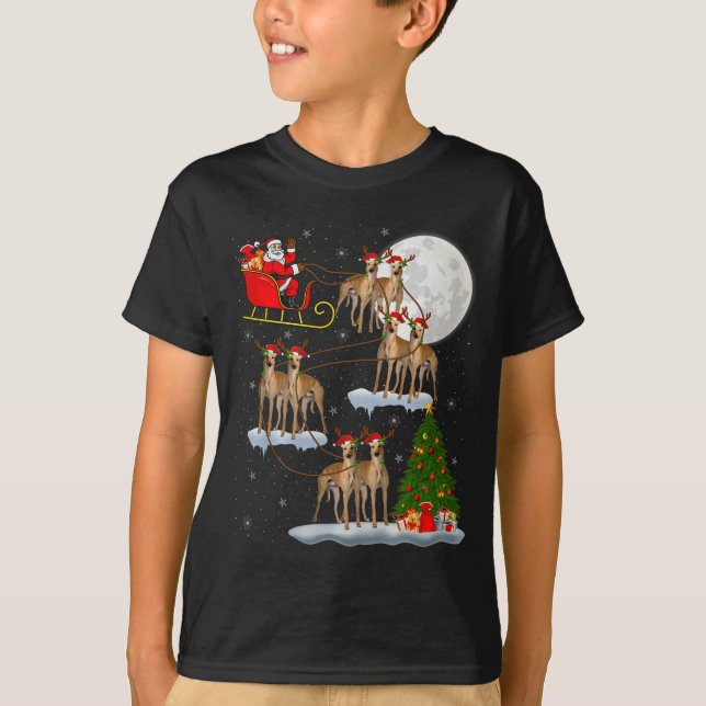 Camiseta Ghound Dog Santa Sleigh Flying Funny Magical Chris (Frente)