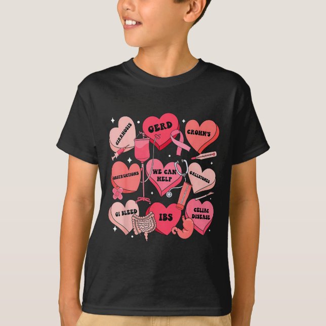 Camiseta Gi Nurse Valentine Hearts Candy Gastroenterology E (Frente)