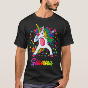 Camiseta Gianna Dabbing Unicorn Rainbow Nome Personalizado