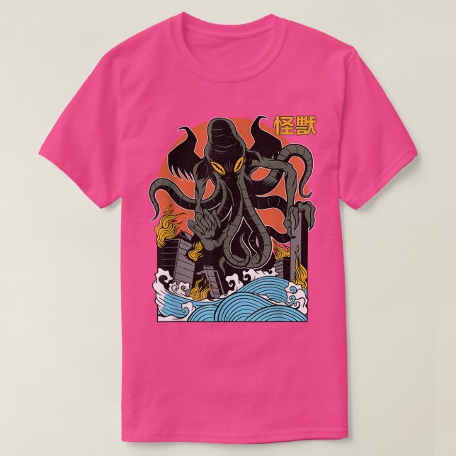 Camiseta Giant Cthulhu Sunset Japanese  (Frente do Design)