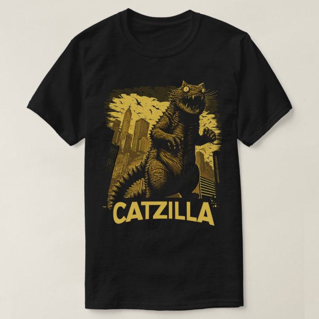 Camiseta Giant Kaiju Cat Monster Catzilla (Frente do Design)
