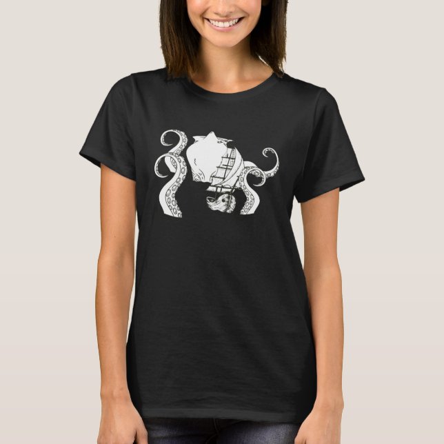 Camiseta Giant Octopus Vintage Kraken Sailing Squid (Frente)