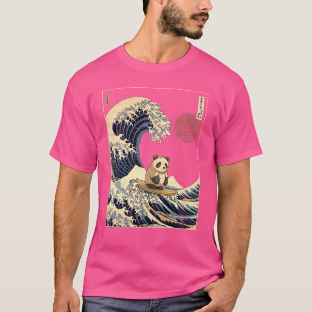 Camiseta Giant Panda Kanagawa Japanese Surfing Wave funny (Frente)