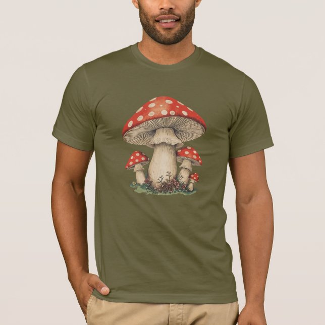 Camiseta Giant Red Amanita Mushroom - Retro Men's Graphic (Frente)