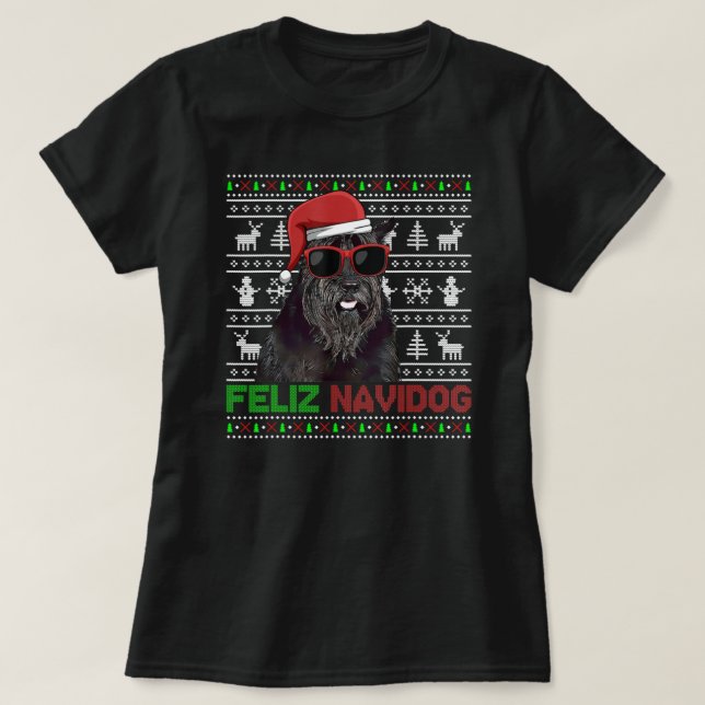 Camiseta Giant Schnauzer Dog Feliz Navidog Christmas (Frente do Design)