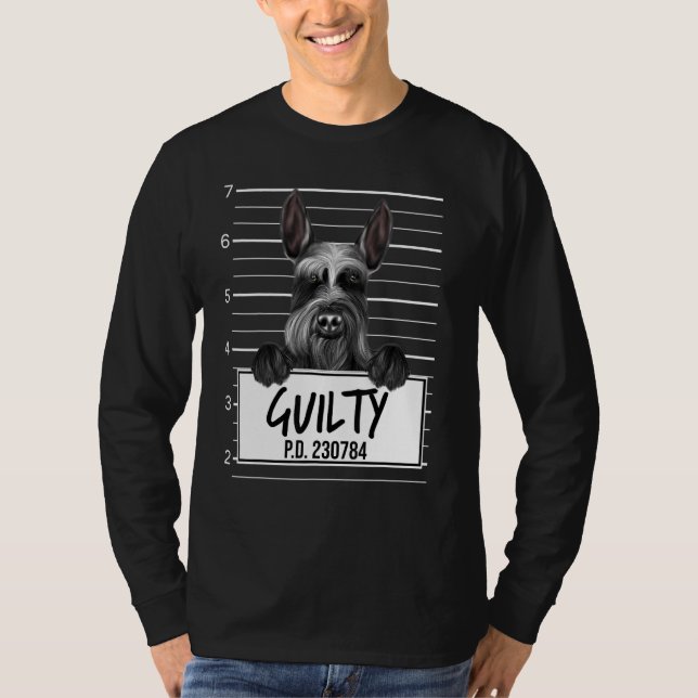 Camiseta Giant Schnauzer Mugshot Guilty Dog (Frente)