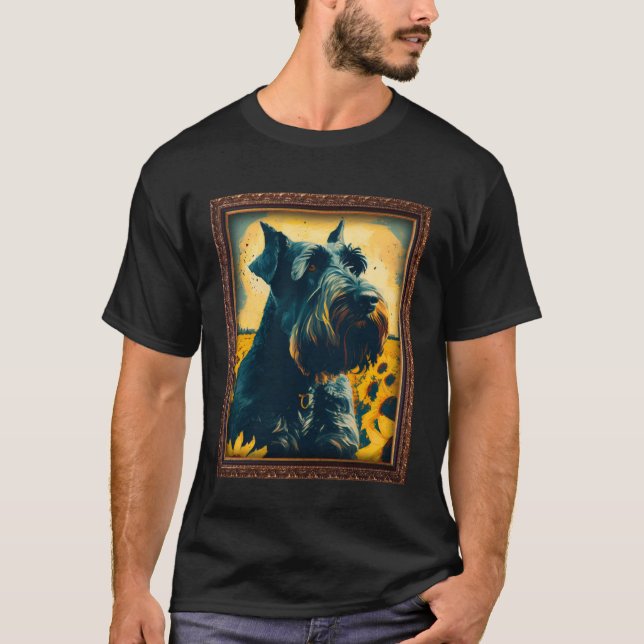 Camiseta Giant Schnauzer Painting Sunflower Flower Mom Wome (Frente)