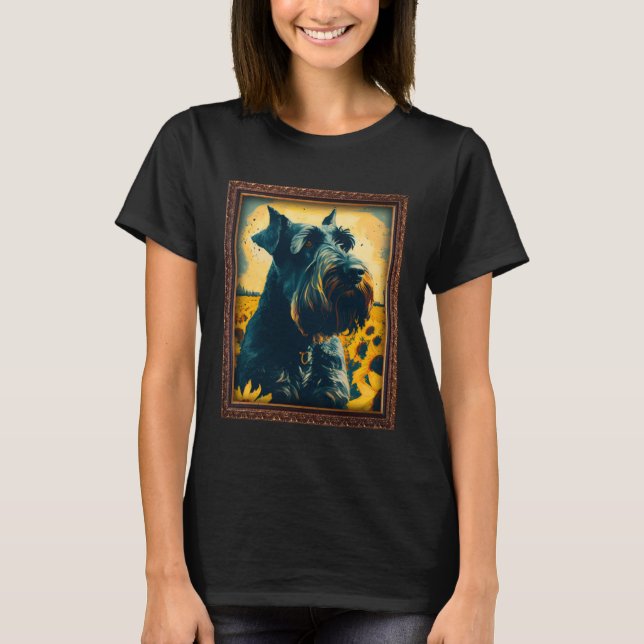 Camiseta Giant Schnauzer Painting Sunflower Flower Mom Wome (Frente)