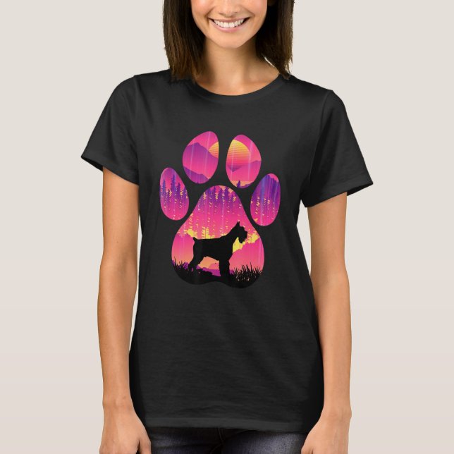 Camiseta Giant Schnauzer Paw Mãe Pai Mulheres Cachorros Hom (Frente)