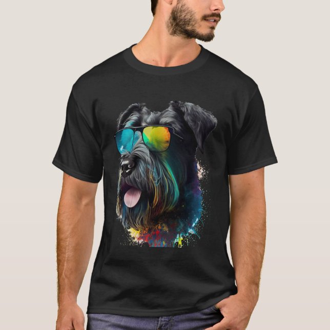 Camiseta Giant schnauzer walking dog fans party sunglasses (Frente)