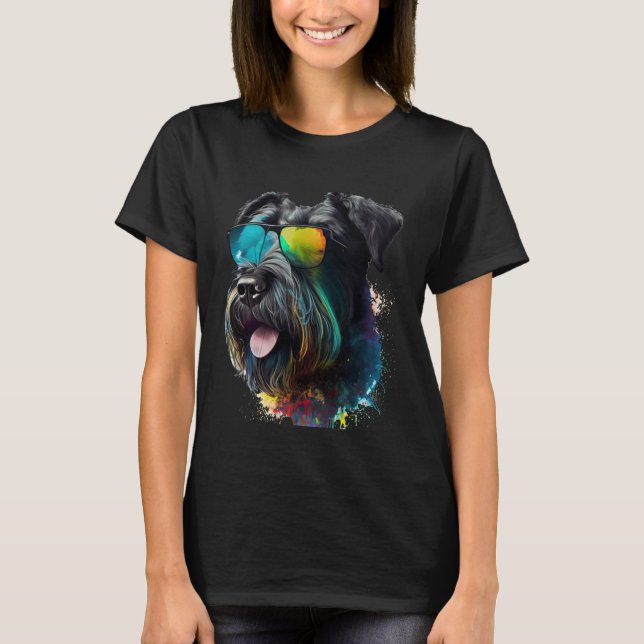 Camiseta Giant schnauzer walking dog fans party sunglasses (Frente)