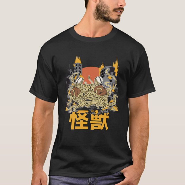Camiseta Giant Spaghetti Monster Sunset Japanese (Frente)