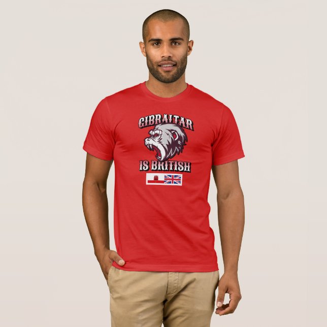 Camiseta Gibraltar é um macaco britânico, flag-T-shirt (Frente Completa)