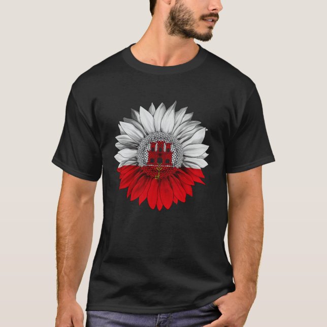 Camiseta Gibraltar Flag Sunflower Gibraltarian Roots Proud  (Frente)