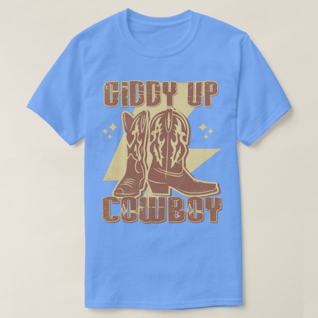 Camiseta Giddy Up Cowboy Boots País Ocidental (Frente do Design)